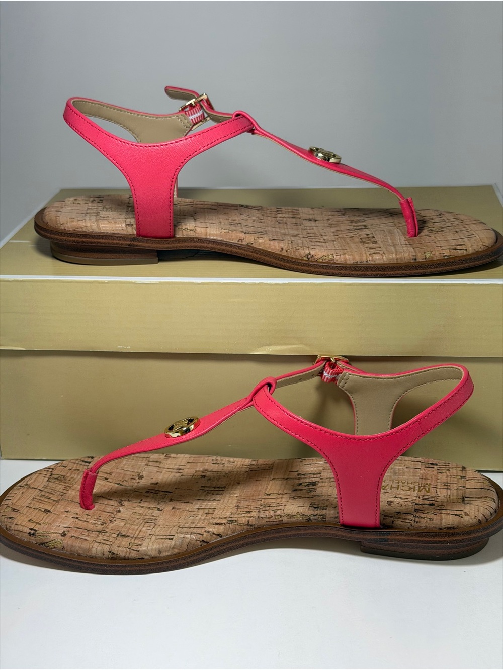 Women’s Pink Thong Sandals with Cork Footbed